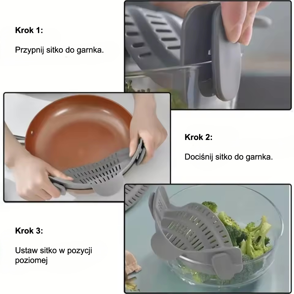 Cedzak Silikonowy Clip&Drain PRO - obrazek 4